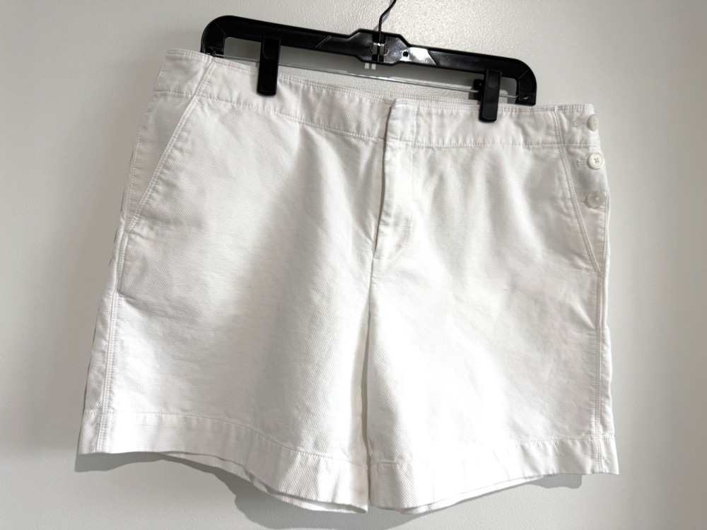Lauren By Ralph Lauren Women's Casual Chino Shorts thick Cotton White Size-14